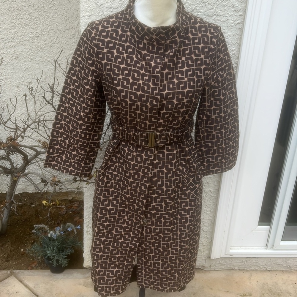 L.A.M.B. By Gwen Stefani Y2K Brown Logo Trench Coat Women's Size 2